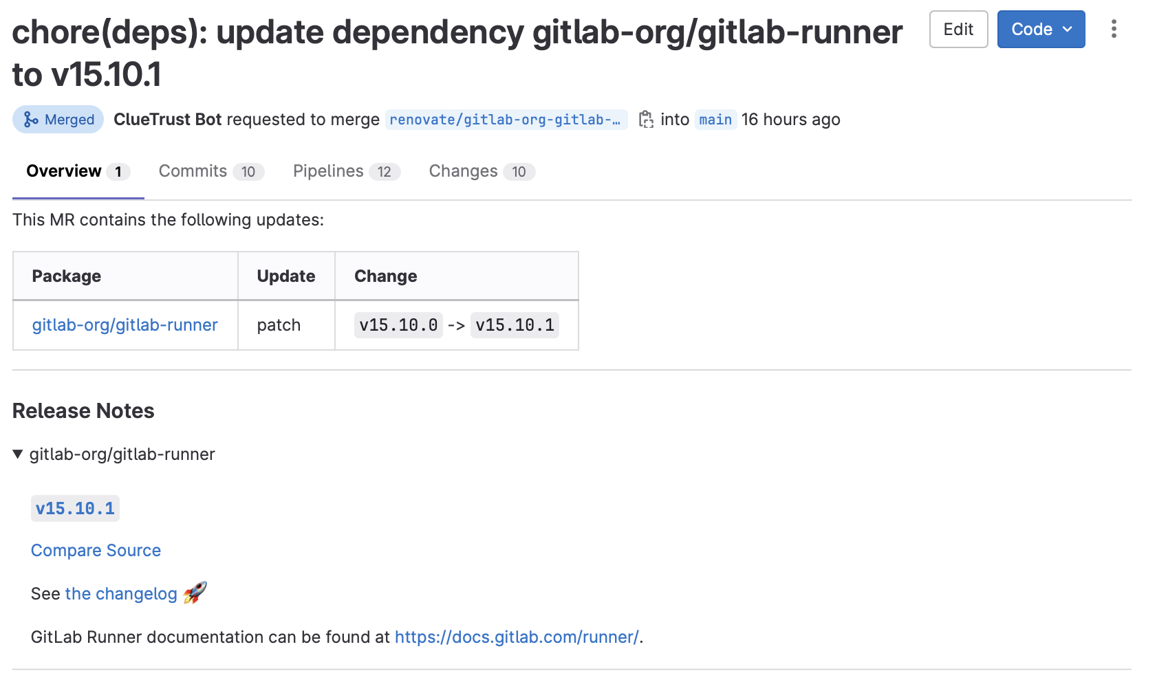 MR for GitLab Runner